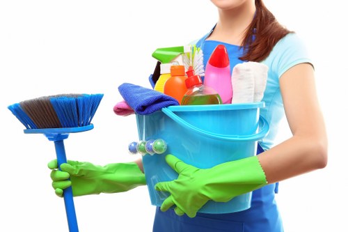 Cleaner in Westkensington maintaining a spotless living room and kitchen